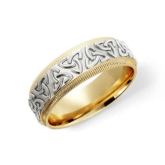 Celtic Wedding Ring in 10k Yellow/White Gold