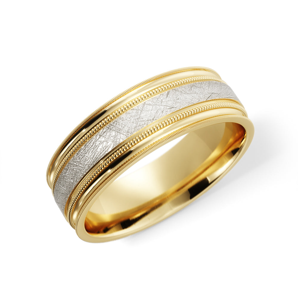 Scattered Satin Ring in 18k Yellow/White Gold