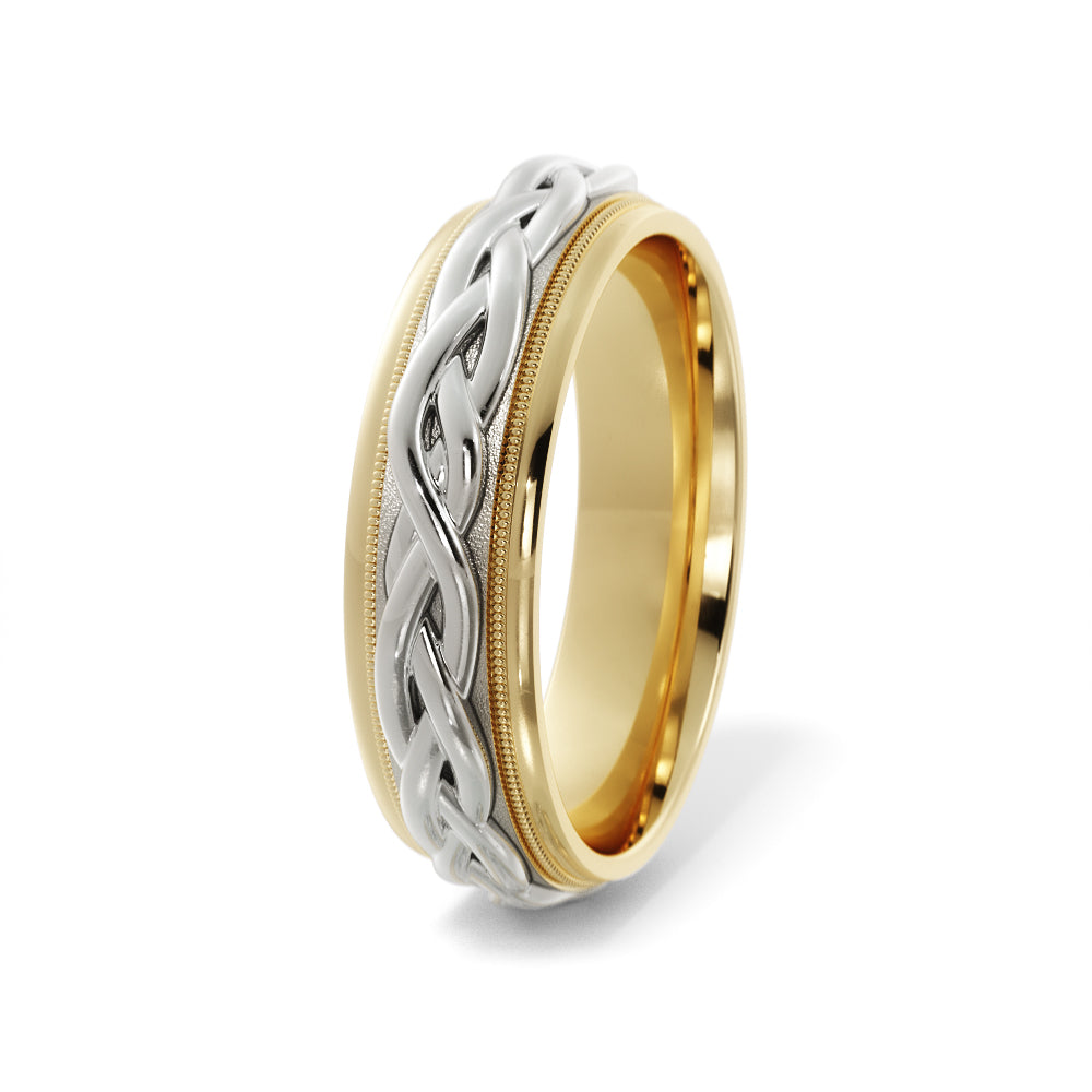 Braided Wedding Ring in 14k Yellow/White Gold