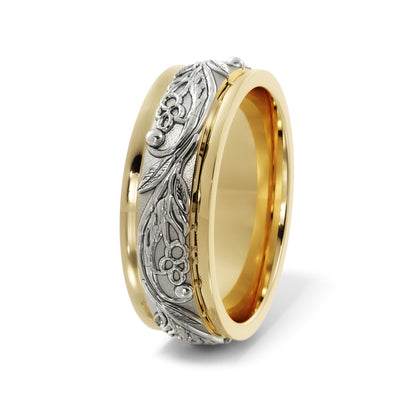 Tree Branch Wedding Ring in 14k Yellow/White Gold