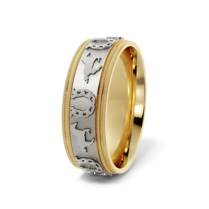 Horseshoe Wedding Band in 10k Yellow/White Gold