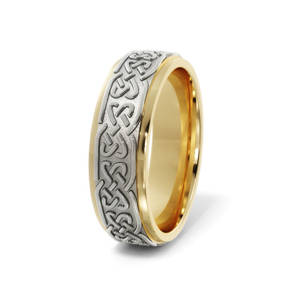 Celtic Love Knot Wedding Ring in 14k Yellow/White Gold