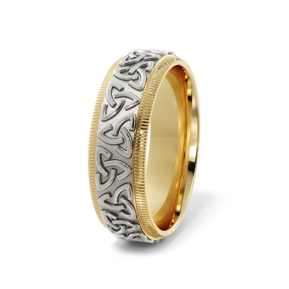 Celtic Wedding Ring in 18k Yellow/White Gold