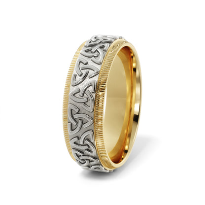 Celtic Wedding Ring in 18k Yellow/White Gold