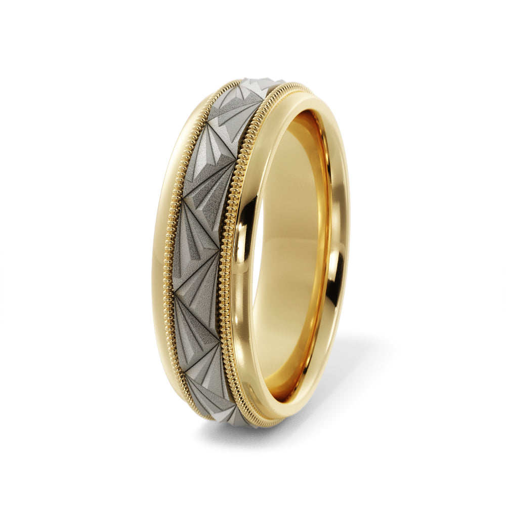 Triangular Top Design Wedding Ring in 18k Yellow/White Gold