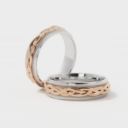 Braided Wedding Ring in 18k White/Rose Gold