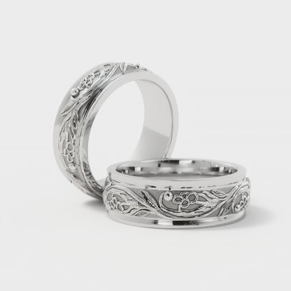 Tree Branch Wedding Ring in 14k White Gold