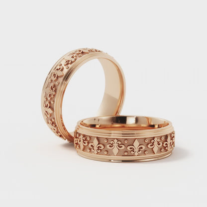 Fleur-de-lis Wedding Band in 18k Rose Gold