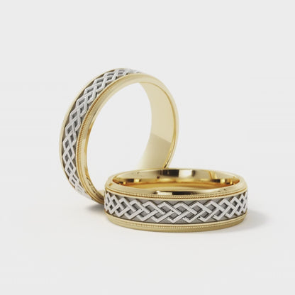 Dara Knot Celtic Wedding Ring in 14k Yellow/White Gold