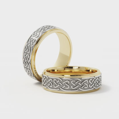 Celtic Love Knot Wedding Ring in 18k Yellow/White Gold