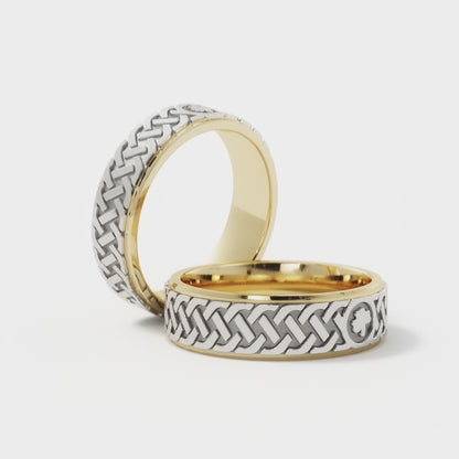 Irish Knot Celtic Wedding Ring in 14k Yellow/White Gold