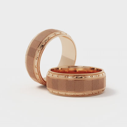 Lined Design Wedding Ring in 14k Rose Gold