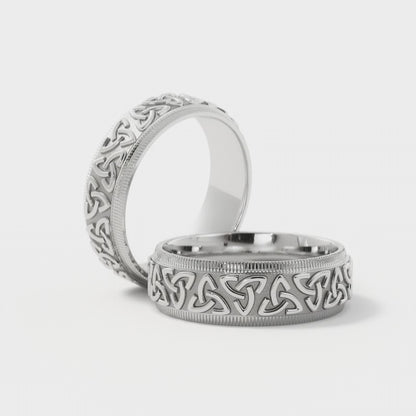 Celtic Wedding Ring in 18k White Gold