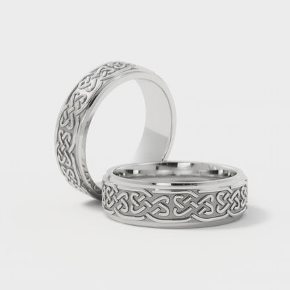 Celtic Love Knot Wedding Ring in 14k White Gold