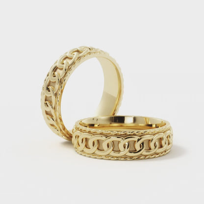 Chain Link Wedding Ring in 18k Yellow Gold