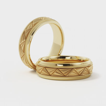 Triangular Top Design Wedding Ring in 18k Yellow Gold