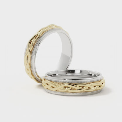 Braided Wedding Ring in 10k White/Yellow Gold