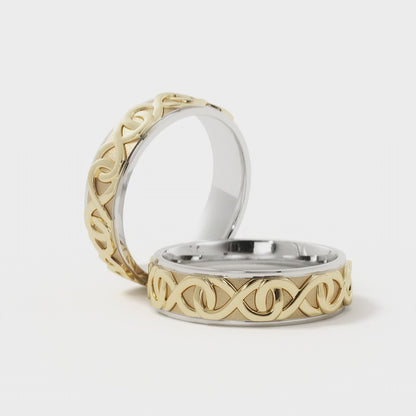 Infinity Wedding Ring in 10k White/Yellow Gold