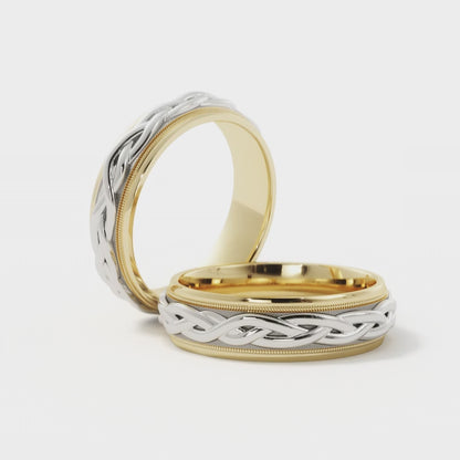 Braided Wedding Ring in 14k Yellow/White Gold