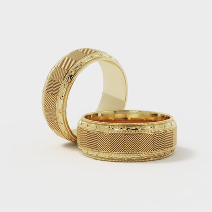 Lined Design Wedding Ring in 10k Yellow Gold