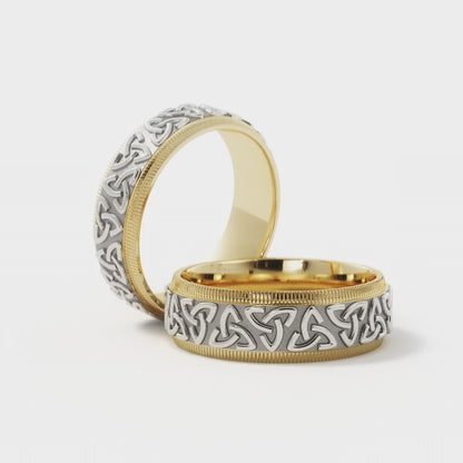 Celtic Wedding Ring in 18k Yellow/White Gold