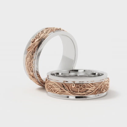 Tree Branch Wedding Ring in 10k White/Rose Gold